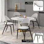 Silla de comedor moderna de cuero, silla auxiliar tapizada de respaldo abierto, con patas de metal, no requiere montaje