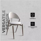 Silla de comedor moderna de cuero, silla auxiliar tapizada de respaldo abierto, con patas de metal, no requiere montaje