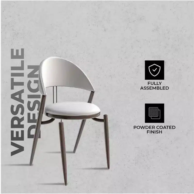 Silla de comedor moderna de cuero, silla auxiliar tapizada de respaldo abierto, con patas de metal, no requiere montaje