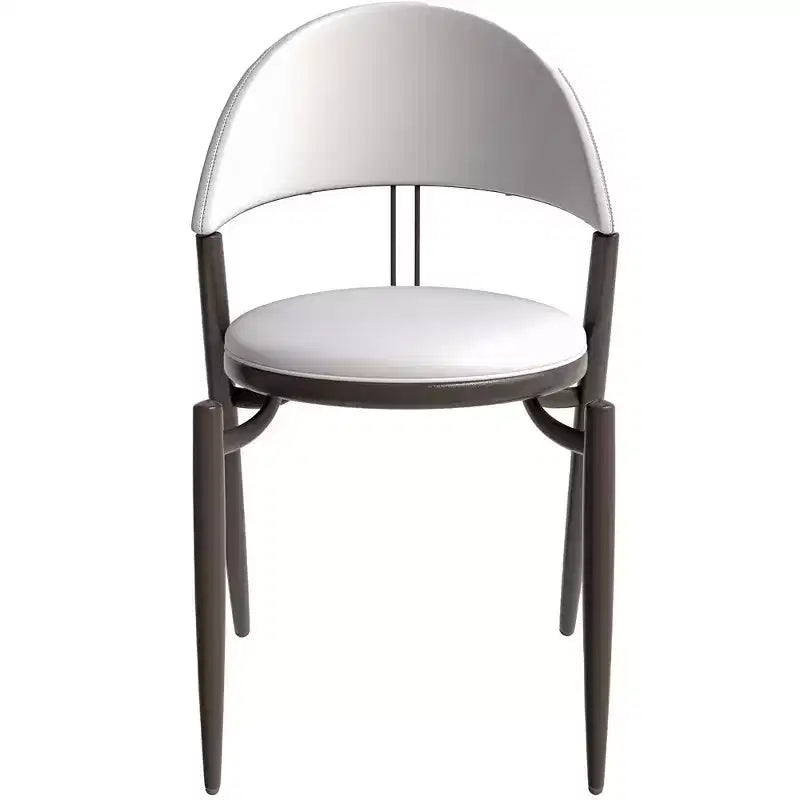 Silla de comedor moderna de cuero, silla auxiliar tapizada de respaldo abierto, con patas de metal, no requiere montaje
