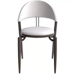 Silla de comedor moderna de cuero, silla auxiliar tapizada de respaldo abierto, con patas de metal, no requiere montaje