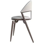Silla de comedor moderna de cuero, silla auxiliar tapizada de respaldo abierto, con patas de metal, no requiere montaje