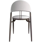Silla de comedor moderna de cuero, silla auxiliar tapizada de respaldo abierto, con patas de metal, no requiere montaje