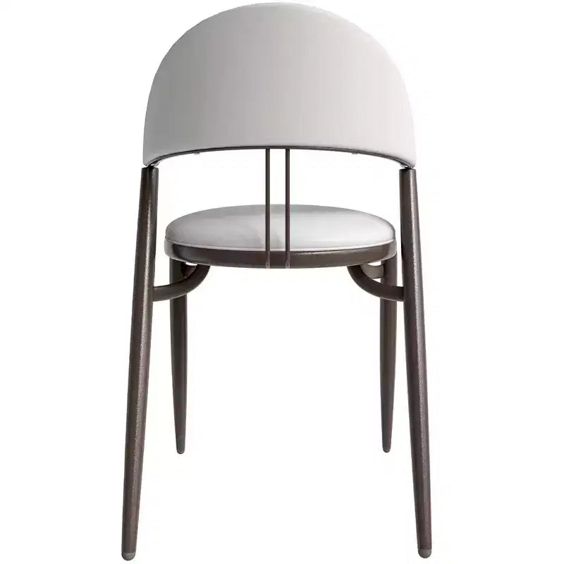 Silla de comedor moderna de cuero, silla auxiliar tapizada de respaldo abierto, con patas de metal, no requiere montaje