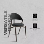 Silla de comedor moderna de cuero, silla auxiliar tapizada de respaldo abierto, con patas de metal, no requiere montaje