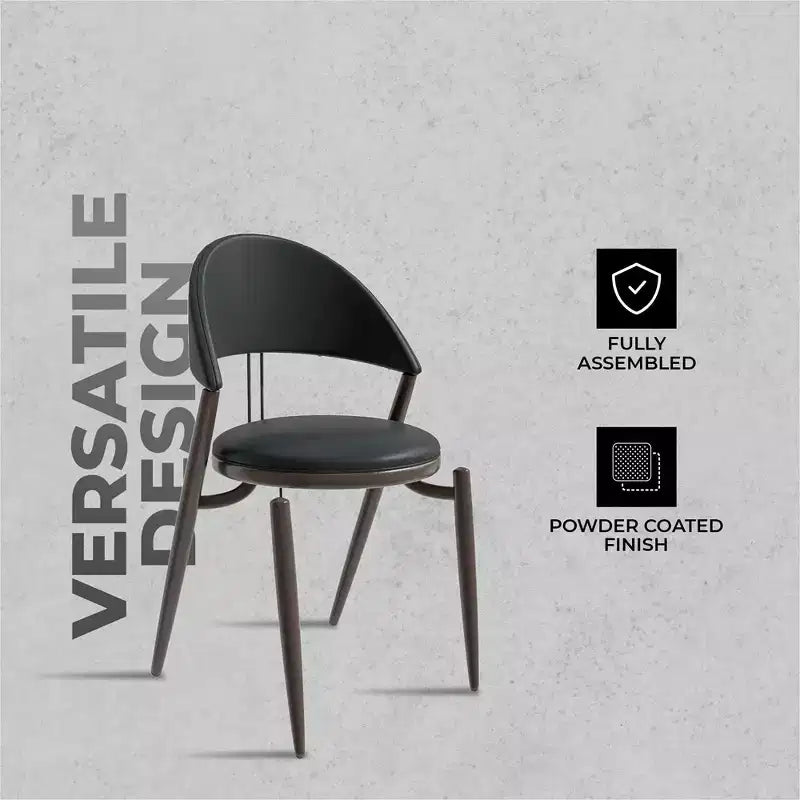 Silla de comedor moderna de cuero, silla auxiliar tapizada de respaldo abierto, con patas de metal, no requiere montaje