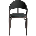 Silla de comedor moderna de cuero, silla auxiliar tapizada de respaldo abierto, con patas de metal, no requiere montaje