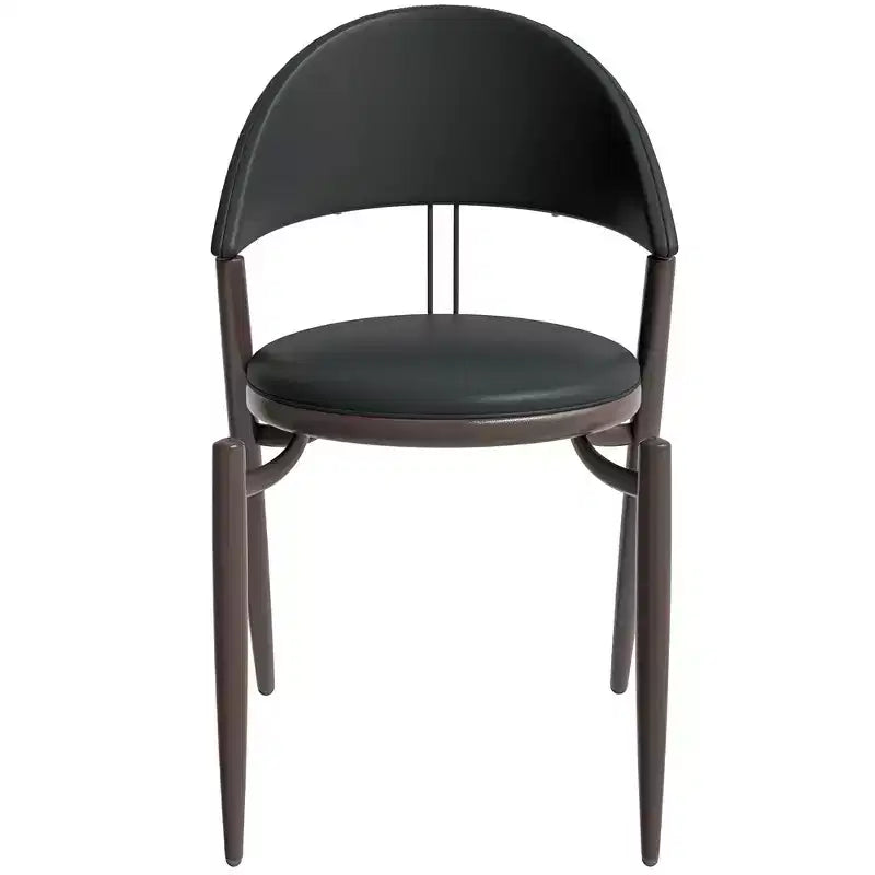 Silla de comedor moderna de cuero, silla auxiliar tapizada de respaldo abierto, con patas de metal, no requiere montaje
