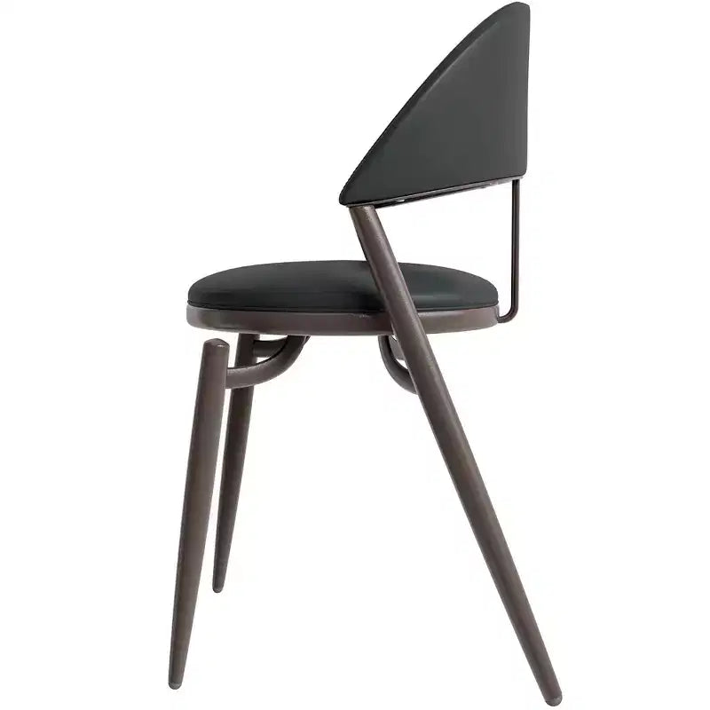 Silla de comedor moderna de cuero, silla auxiliar tapizada de respaldo abierto, con patas de metal, no requiere montaje