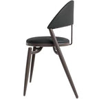 Silla de comedor moderna de cuero, silla auxiliar tapizada de respaldo abierto, con patas de metal, no requiere montaje