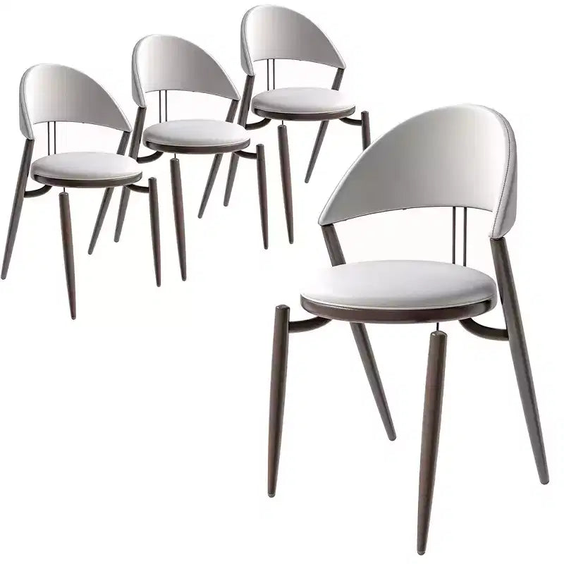 Silla de comedor moderna de cuero, silla auxiliar tapizada de respaldo abierto, con patas de metal, no requiere montaje