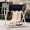 Maletero metálico plegable con estante para maletas y zapatos, para habitaciones de hotel