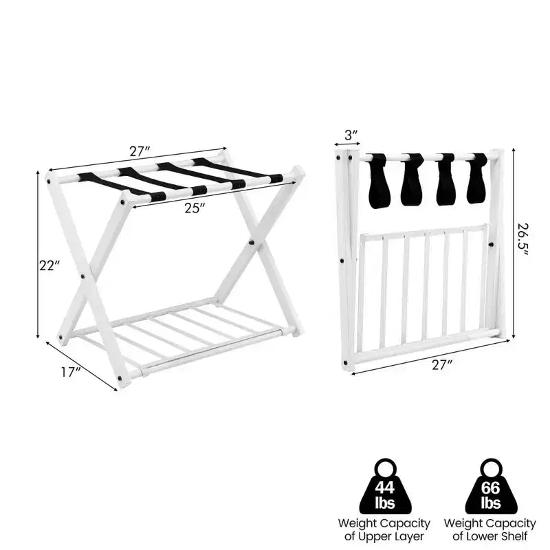 Maletero metálico plegable con estante para maletas y zapatos, para habitaciones de hotel