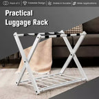 Maletero metálico plegable con estante para maletas y zapatos, para habitaciones de hotel