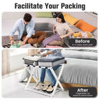 Maletero metálico plegable con estante para maletas y zapatos, para habitaciones de hotel