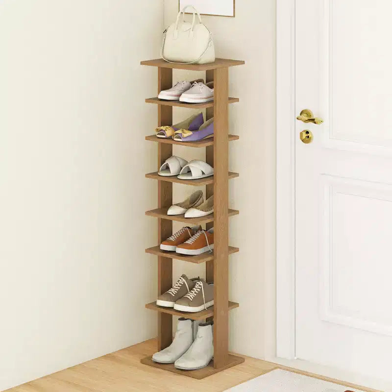 Zapatero de madera de 7 niveles, organizador de zapatos, blanco/negro