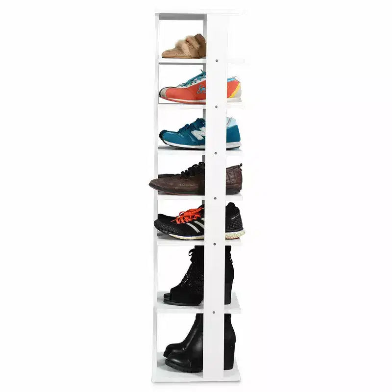 Zapatero de madera de 7 niveles, organizador de zapatos, blanco/negro