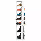 Zapatero de madera de 7 niveles, organizador de zapatos, blanco/negro