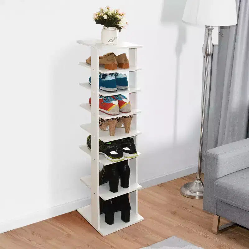 Zapatero de madera de 7 niveles, organizador de zapatos, blanco/negro