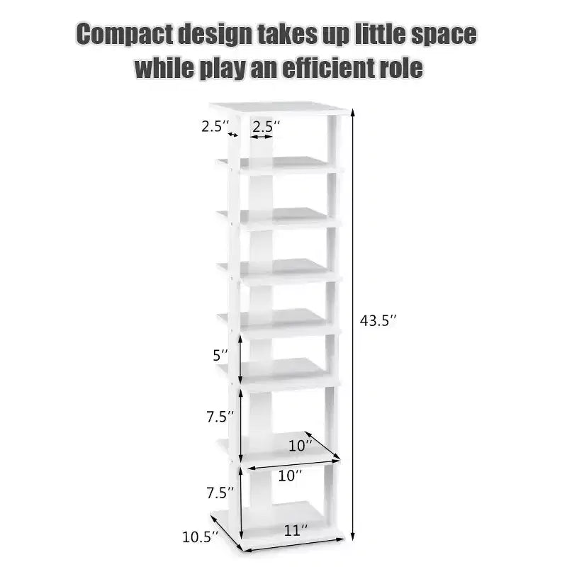 Zapatero de madera de 7 niveles, organizador de zapatos, blanco/negro