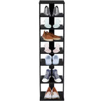 Zapatero de madera de 7 niveles, organizador de zapatos, blanco/negro