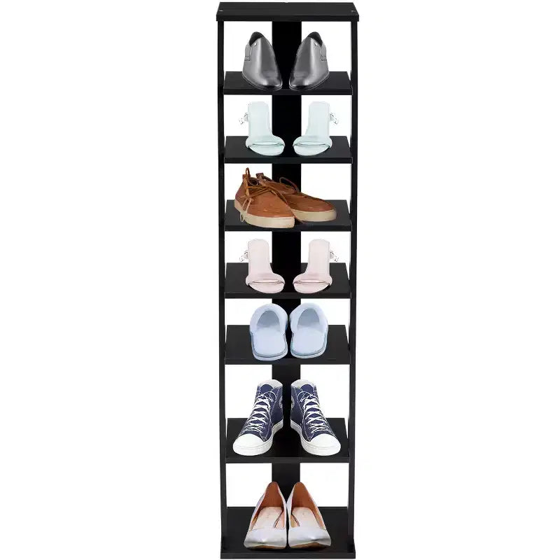 Zapatero de madera de 7 niveles, organizador de zapatos, blanco/negro