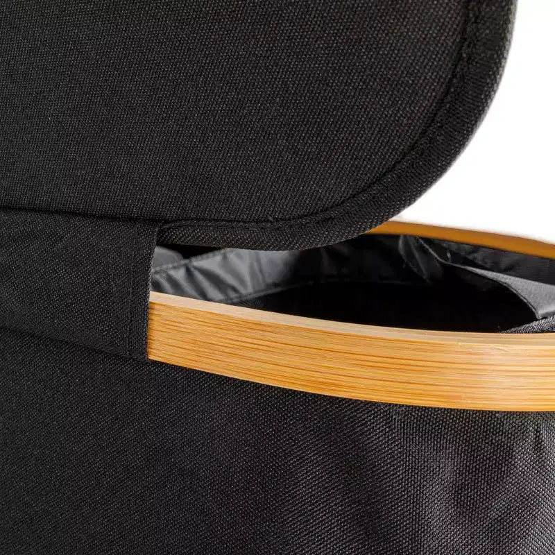 Cesto de ropa sucia elegante con dos bolsas de malla y tapa, negro