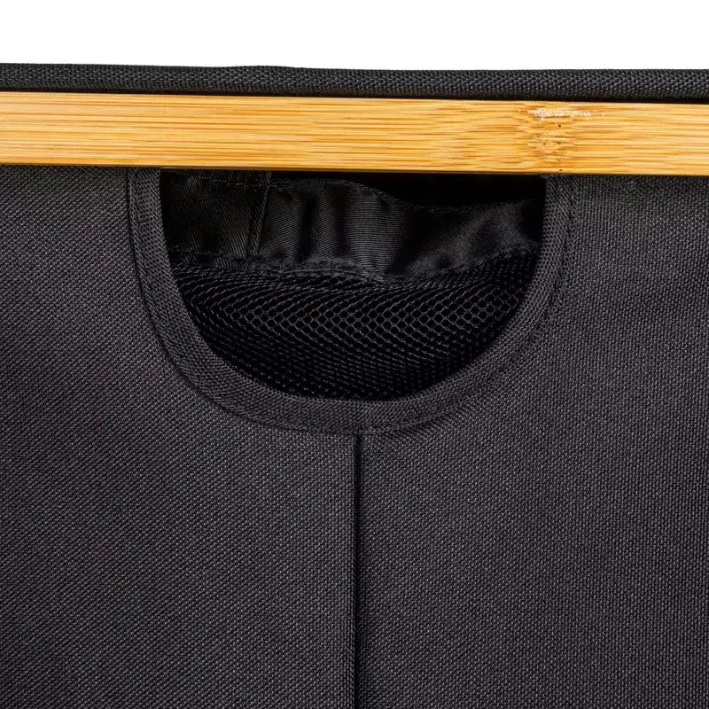 Cesto de ropa sucia elegante con dos bolsas de malla y tapa, negro