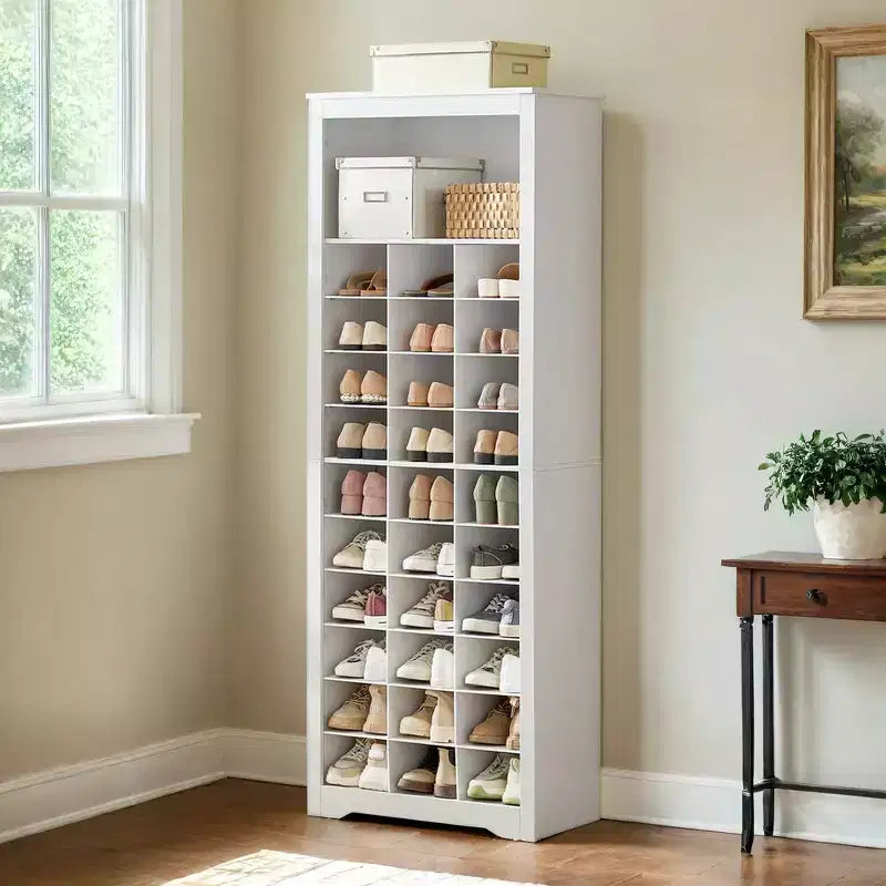 Zapatero, organizador de zapatos de 10 niveles, con capacidad para hasta 30 pares de zapatos, para entrada o dormitorio, 32 x 63 x 187 cm