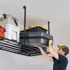Almacenamiento superior de garaje de 3' x 8' con ganchos | Soporta 317 kg