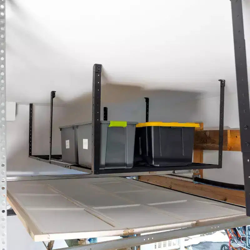 Almacenamiento superior de garaje de 3' x 8' con ganchos | Soporta 317 kg