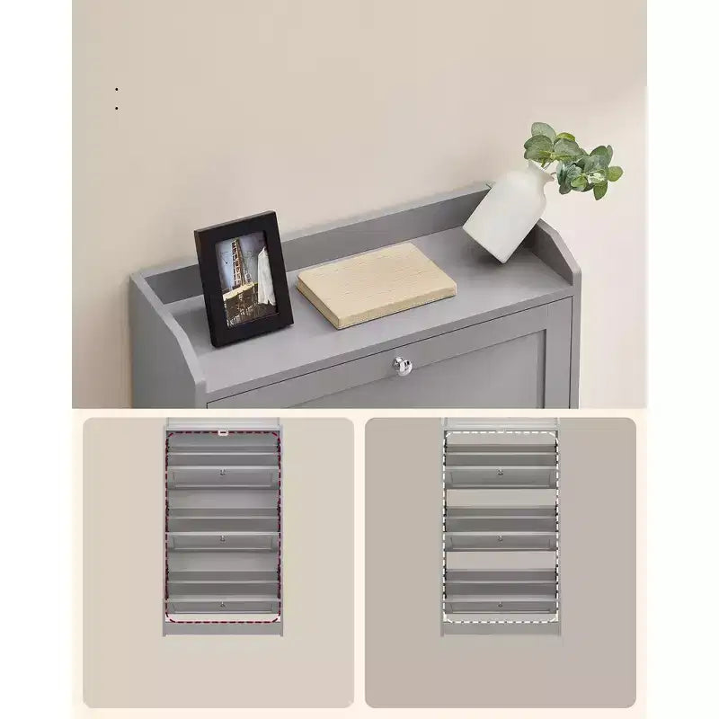 Zapatero con 3 cajones abatibles, mueble zapatero, divisores ajustables y extraíbles, 9.4 x 23.6 x 42.5 pulgadas
