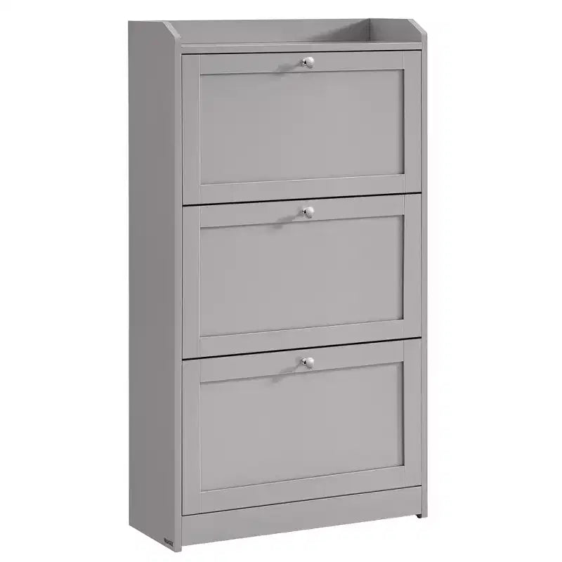 Zapatero con 3 cajones abatibles, mueble zapatero, divisores ajustables y extraíbles, 9.4 x 23.6 x 42.5 pulgadas