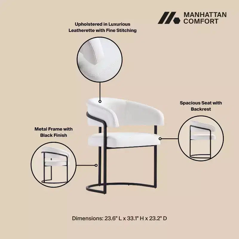 Silla de comedor moderna tapizada en piel sintética